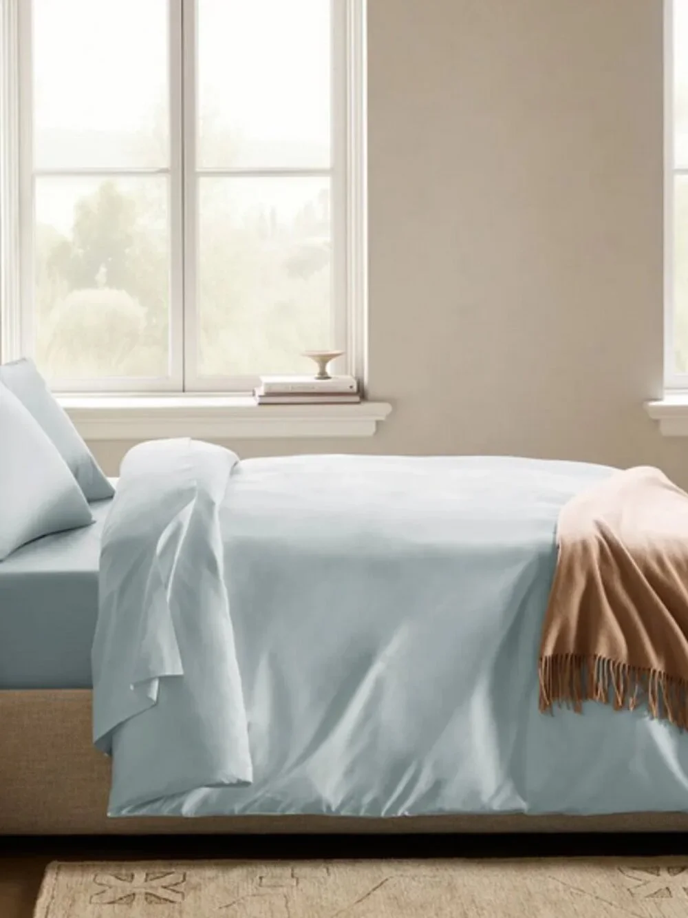 Quince Organic Crisp Percale King Duvet Cover in Mist